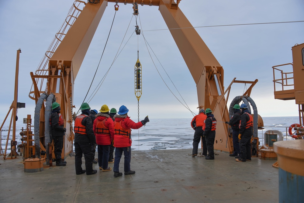 Coast Guard Cutter Healy crew member operations, during the first part of their Northwest Passage Deployment