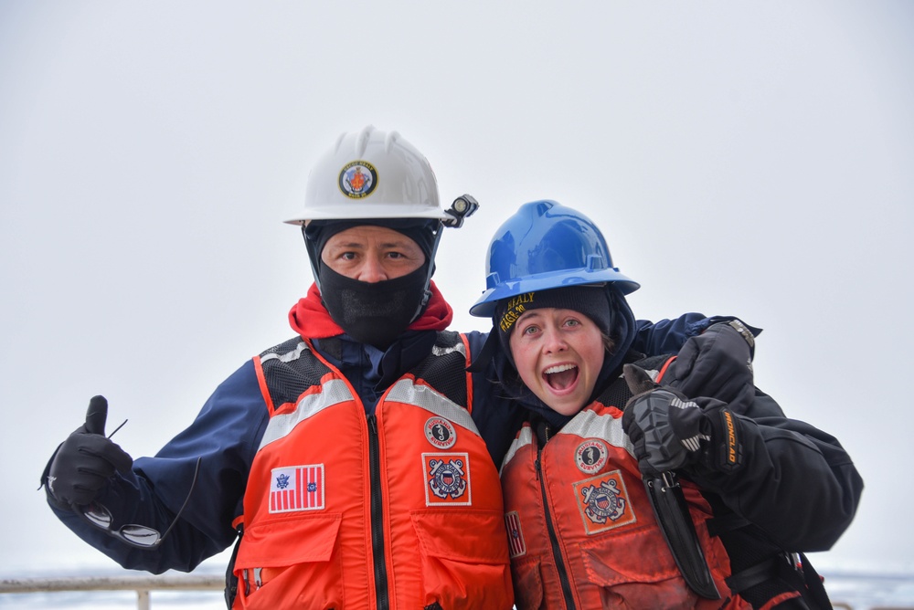 Coast Guard Cutter Healy crew member operations, during the first part of their Northwest Passage Deployment