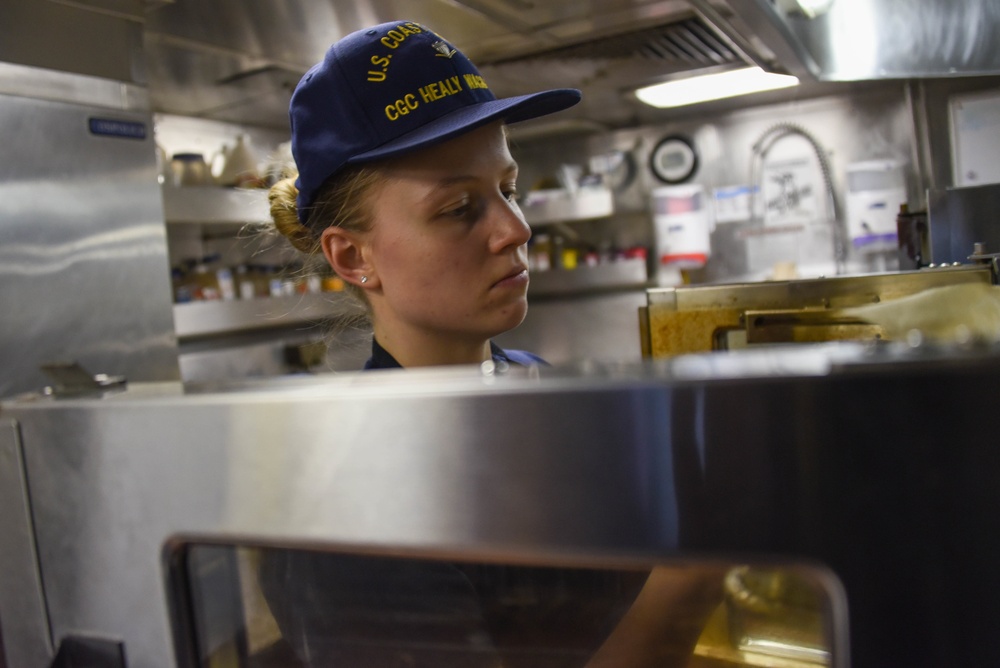 Coast Guard Cutter Healy crew member operations, during the first part of their Northwest Passage Deployment