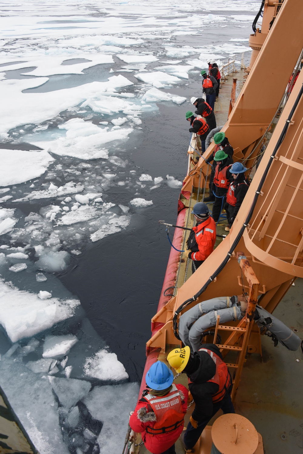 Coast Guard Cutter Healy crew member operations, during the first part of their Northwest Passage Deployment
