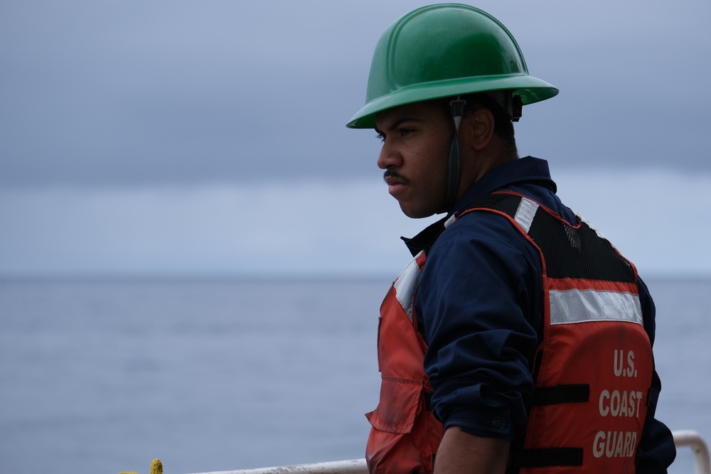 Coast Guard Cutter Healy crew member operations, during the first part of their Northwest Passage Deployment