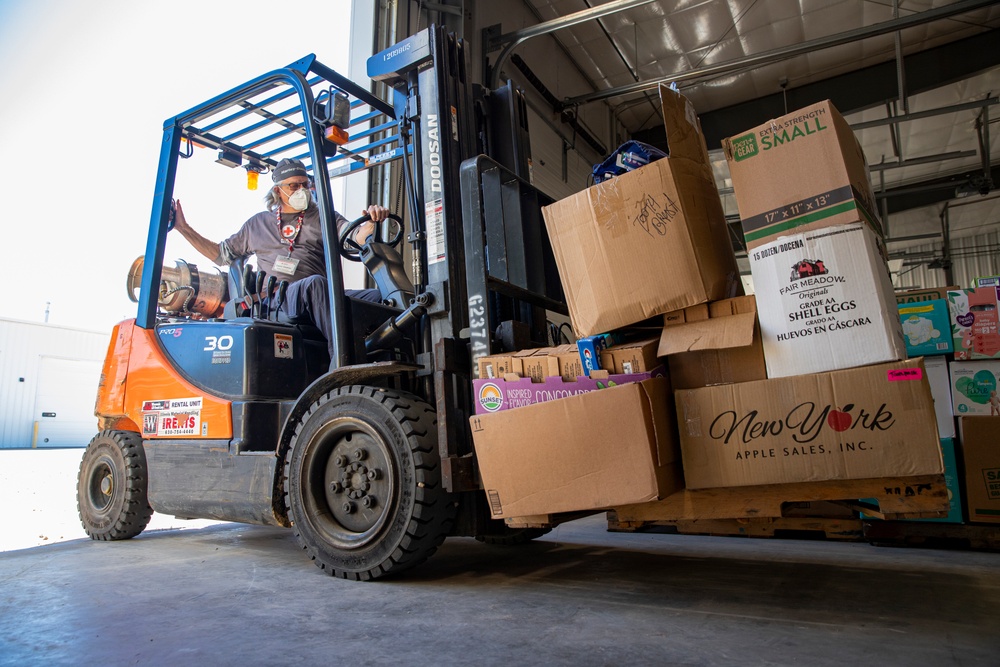 American Red Cross Volunteers Move Supplies for Afghan Evacuees