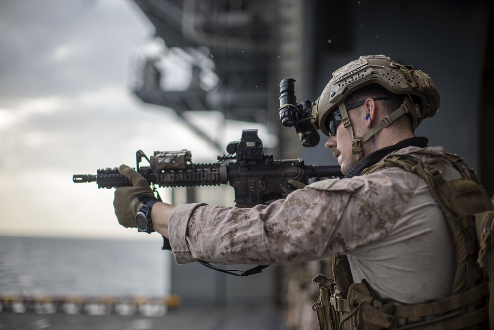 11th MEU ADRD Conducts Live-Fire Range Aboard USS Essex (LHD 2)