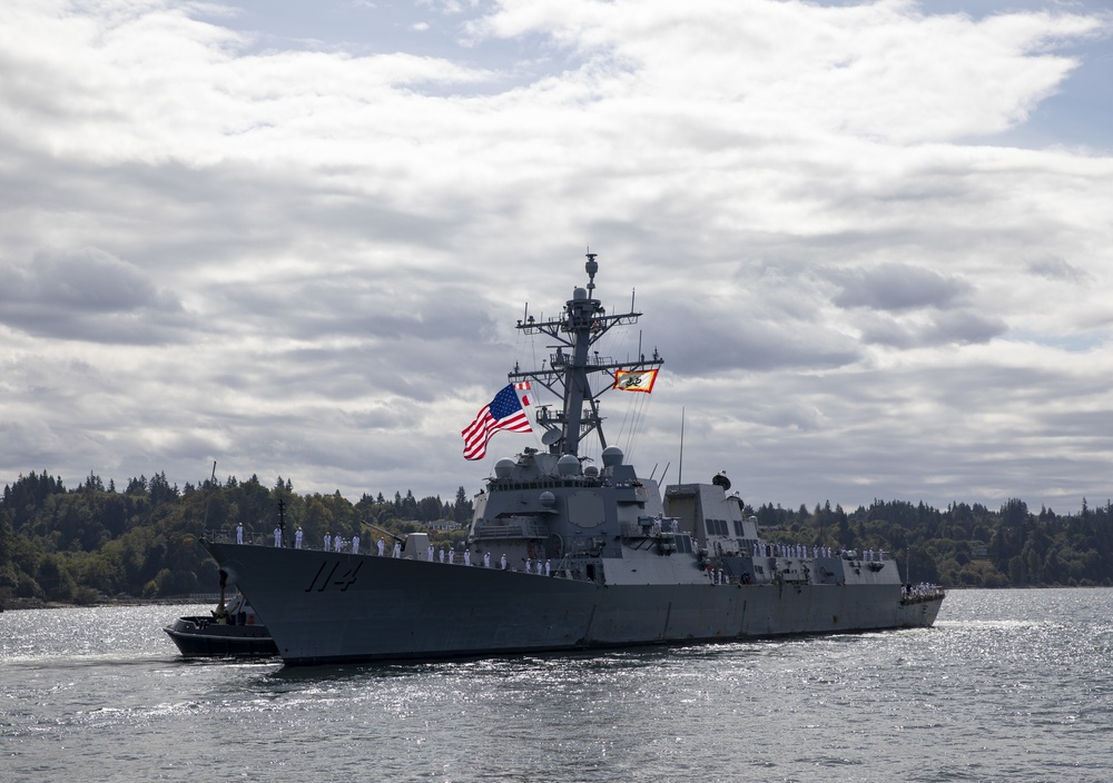 USS Ralph Johnson Departs Naval Station Everett for Japan