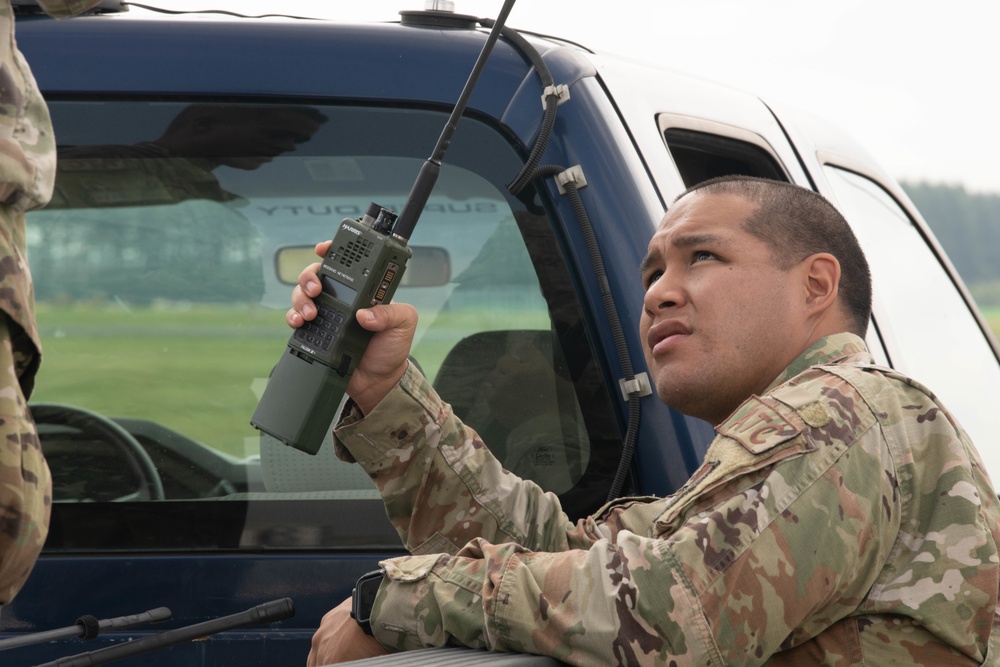 Yokota air traffic controllers conduct infield flightline for the first time