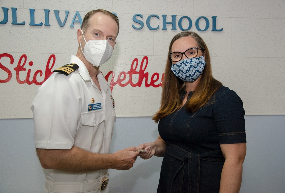 USS The Sullivans and the Sullivans Elementary School hold gift exchange