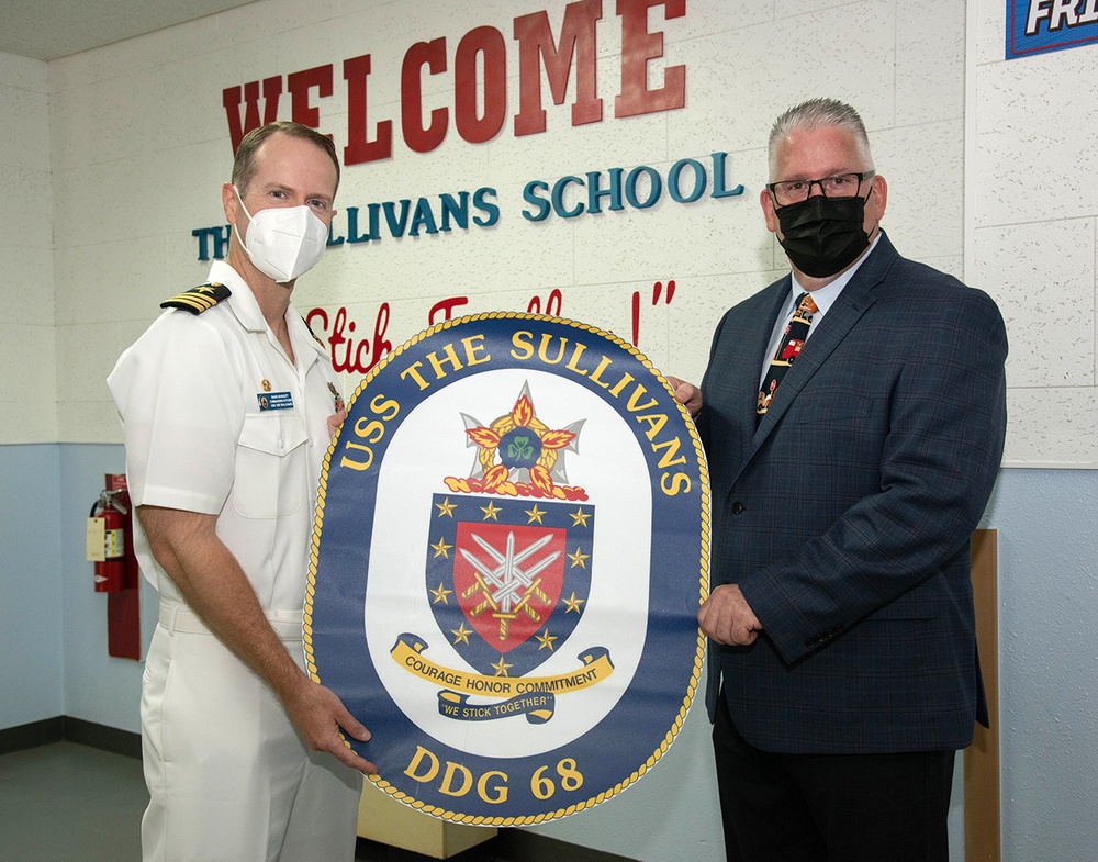 USS The Sullivans and the Sullivans Elementary School hold gift exchange