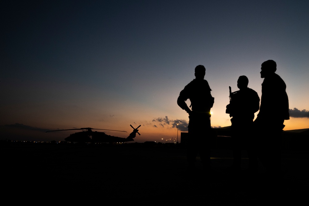 39 SFS work with U.S. Army Black Hawks in K-9 Helo Training