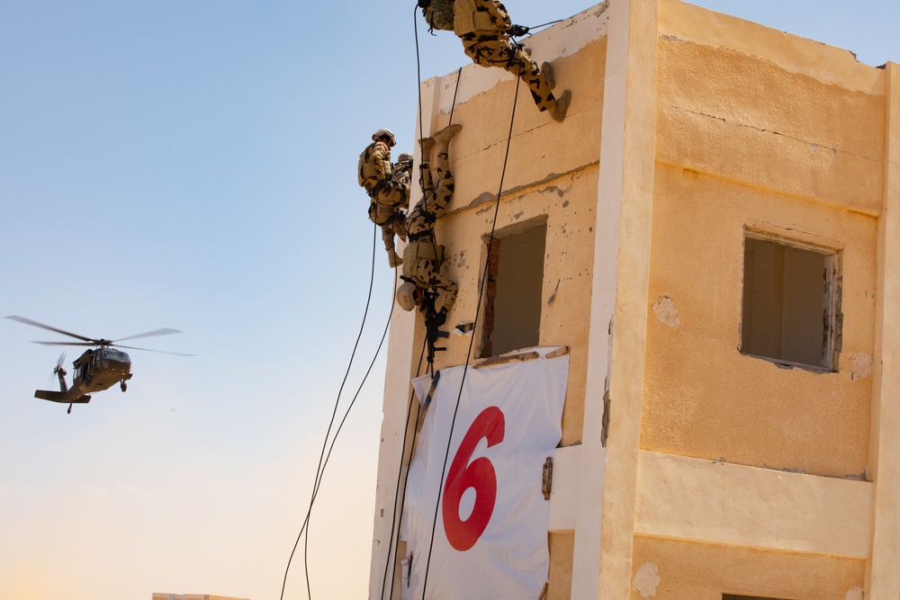 Military Operations in Urban Terrain (MOUT/rehearsal)- U.S., Egyptian and multinational partners rehearse combined arms scenarios during Bright Star 21