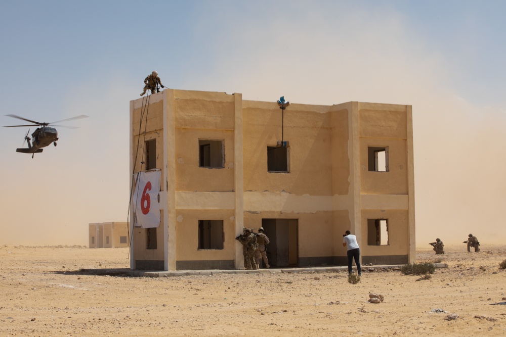 Military Operations in Urban Terrain (MOUT/rehearsal)- U.S., Egyptian and multinational partners rehearse combined arms scenarios during Bright Star 21