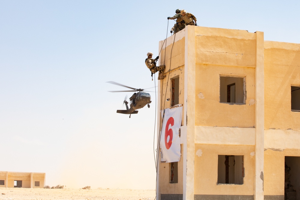 Military Operations in Urban Terrain (MOUT/rehearsal)- U.S., Egyptian and multinational partners rehearse combined arms scenarios during Bright Star 21