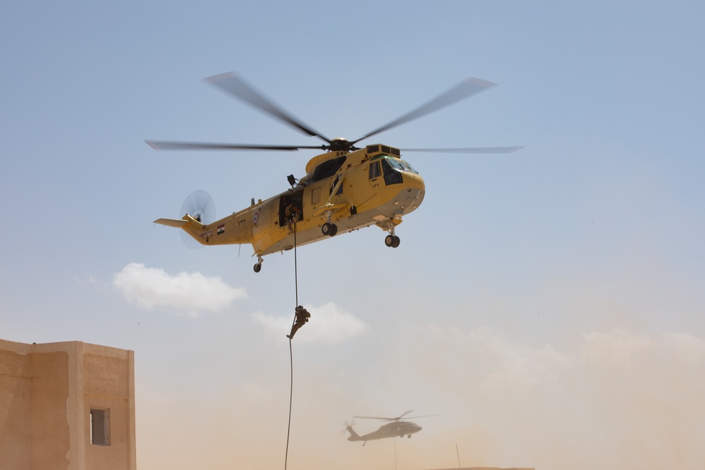 Military Operations in Urban Terrain (MOUT/rehearsal)- U.S., Egyptian and multinational partners rehearse combined arms scenarios during Bright Star 21