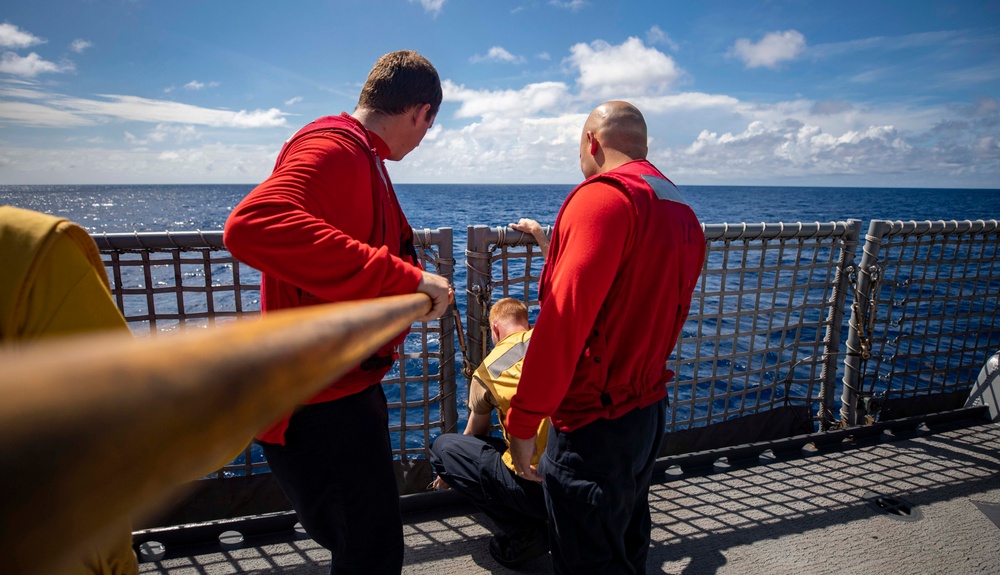 DVIDS - Images - USS Billings Sailors Lower the Flight Deck Nets During ...