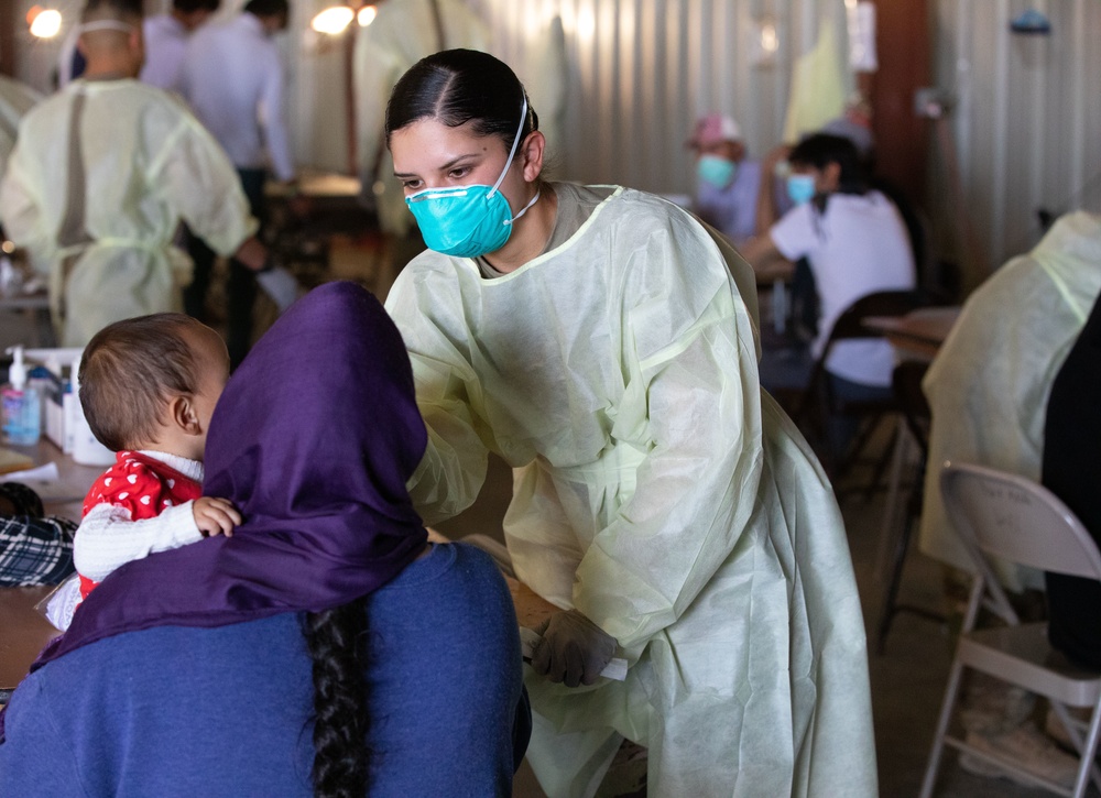 Afghan evacuees receive COVID-19 testing at Fort Bliss' Doña Ana complex