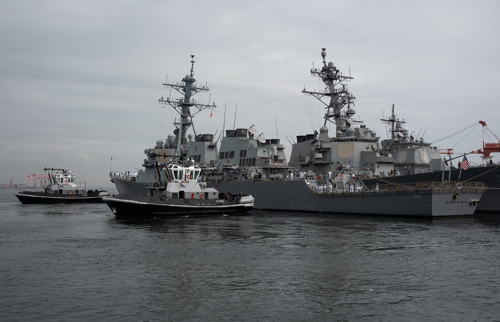 USS John S. McCain departs Yokosuka