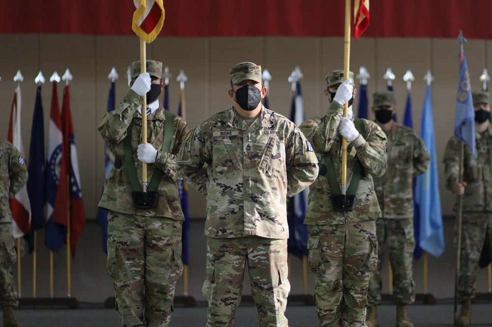 The Work Horse Battalion say goodbye to their senior enlisted advisor during their relinquishment of responsibility ceremony.