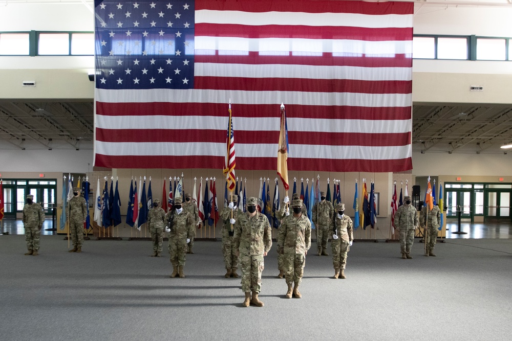 The Work Horse Battalion say goodbye to their senior enlisted advisor during their relinquishment of responsibility ceremony.