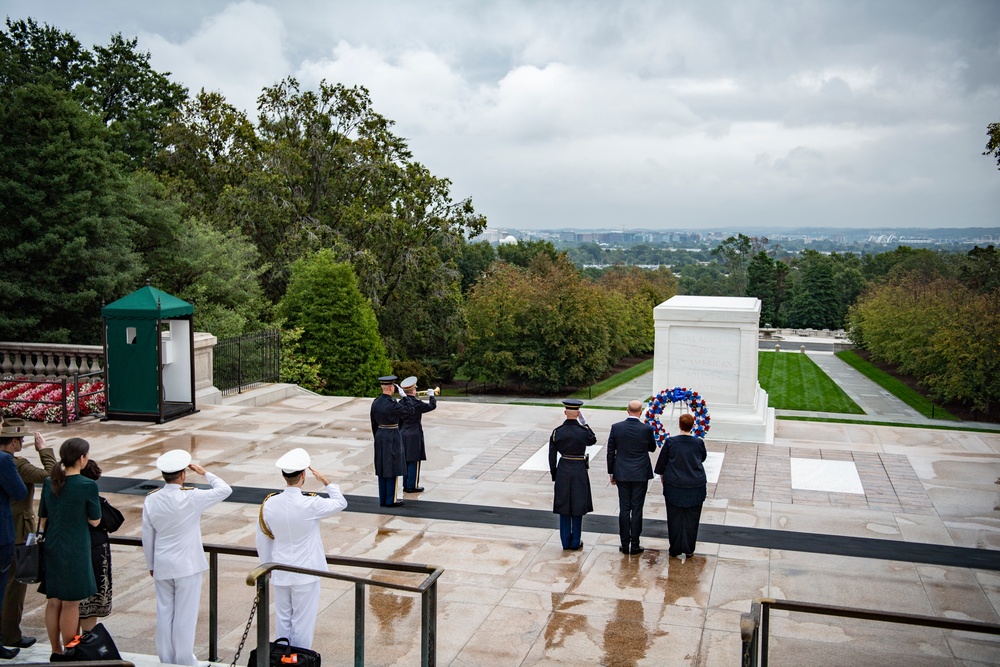 Minister for Defence for Australia Peter Dutton and Foreign Minister for Australia Marise Payne Participate in a Public Wreath-Laying Ceremony at the Tomb of the Unknown Soldier