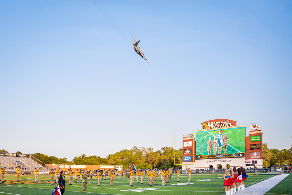 C-130 fly-over for university football game