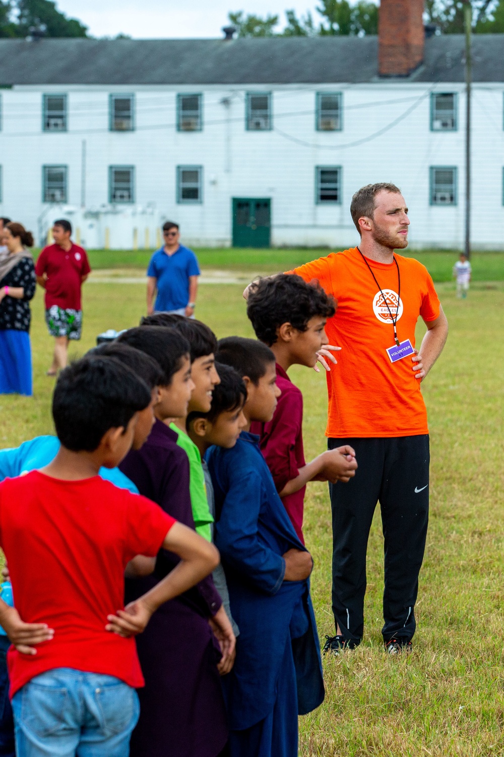 Afghan civilians attend Charlotte Eagles soccer camp during Operation Allies Welcome