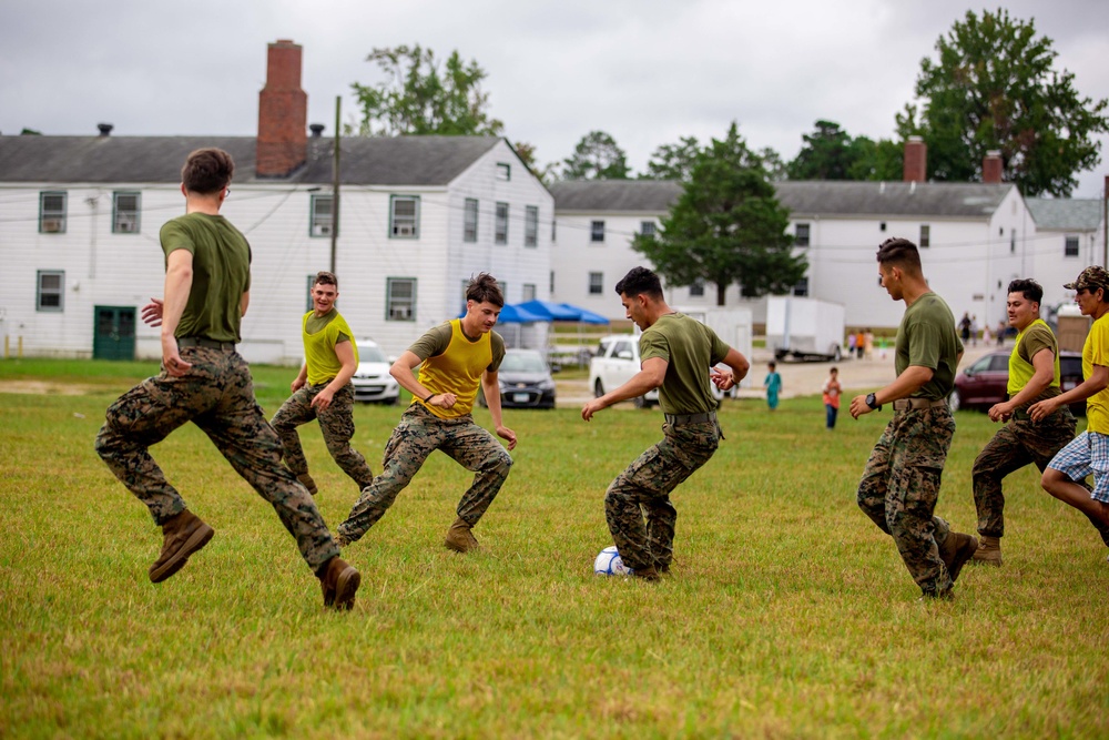 Afghan civilians attend Charlotte Eagles soccer camp during Operation Allies Welcome