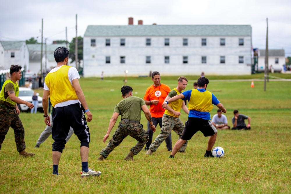 Afghan civilians attend Charlotte Eagles soccer camp during Operation Allies Welcome