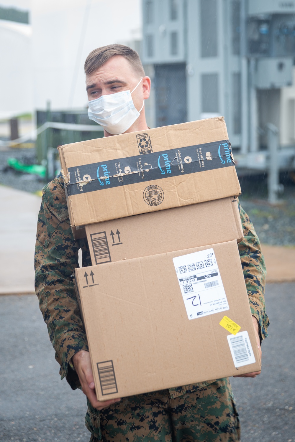 U.S. Marines with II MEF Unload Donations to Support OAW