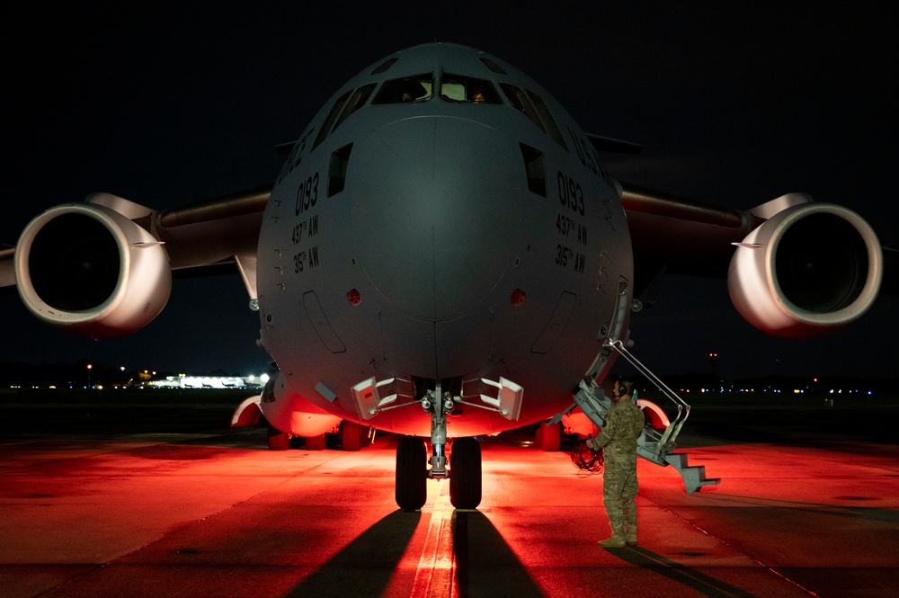 15th Airlift Squadron Executes Night Proficiency Mission