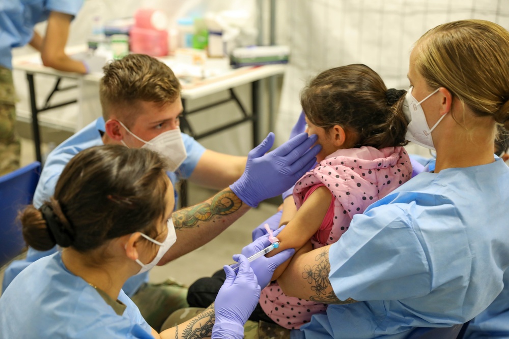 21st TSC gives Afghan evacuees Measles vaccine