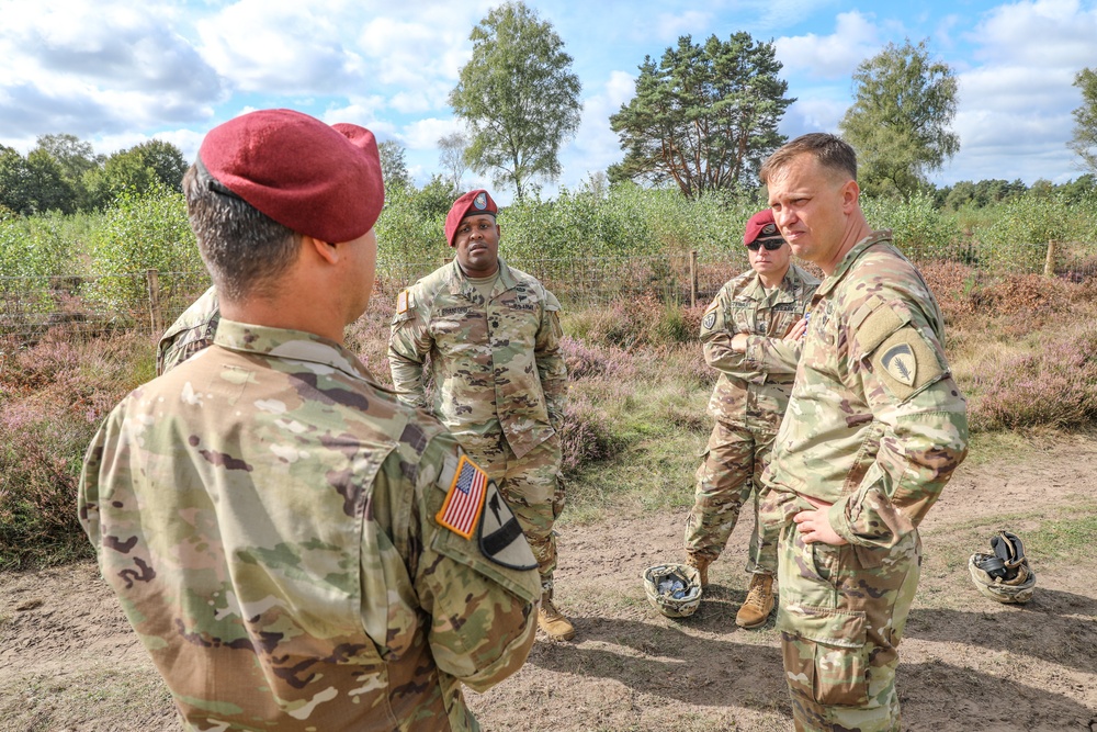 U.S. Army Europe-Africa visits with the 1-143 Airborne during Falcon Leap 2021