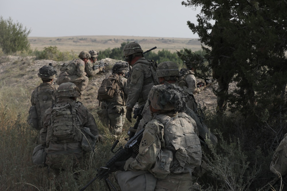 Dismounts prepare to advance on an objective