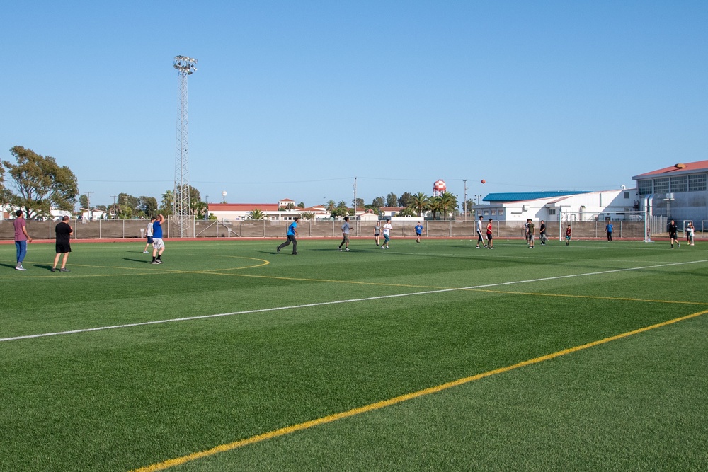 Evacuees from Afghanistan Play Soccer With NAVSTA Rota Personnel