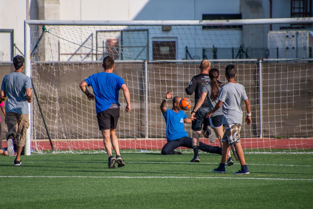 Evacuees from Afghanistan Play Soccer With NAVSTA Rota Personnel