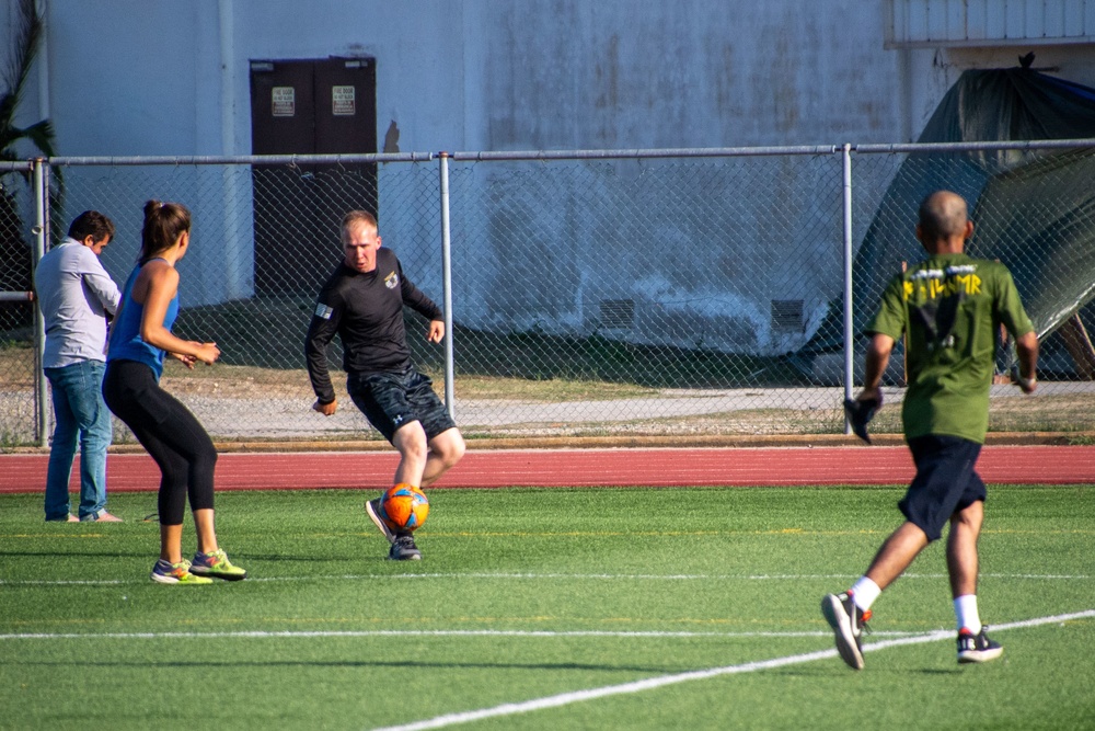 Evacuees from Afghanistan Play Soccer With NAVSTA Rota Personnel