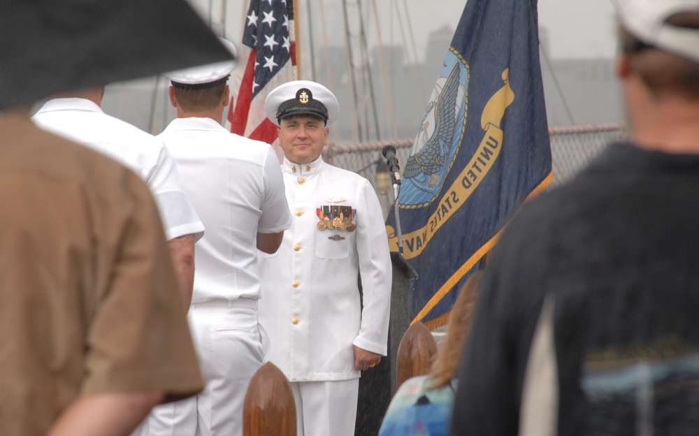 Light rain amid a retirement ceremony