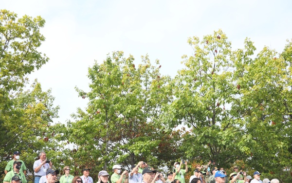 United States Air Force Honor Guard performs Honor Flight Chicago veterans at Air Force Memorial