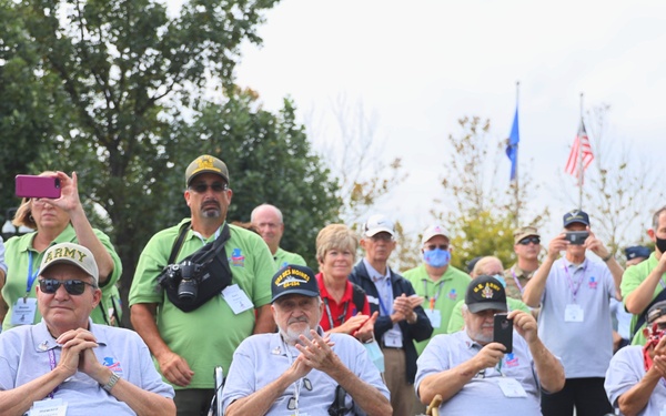 United States Air Force Honor Guard performs Honor Flight Chicago veterans at Air Force Memorial