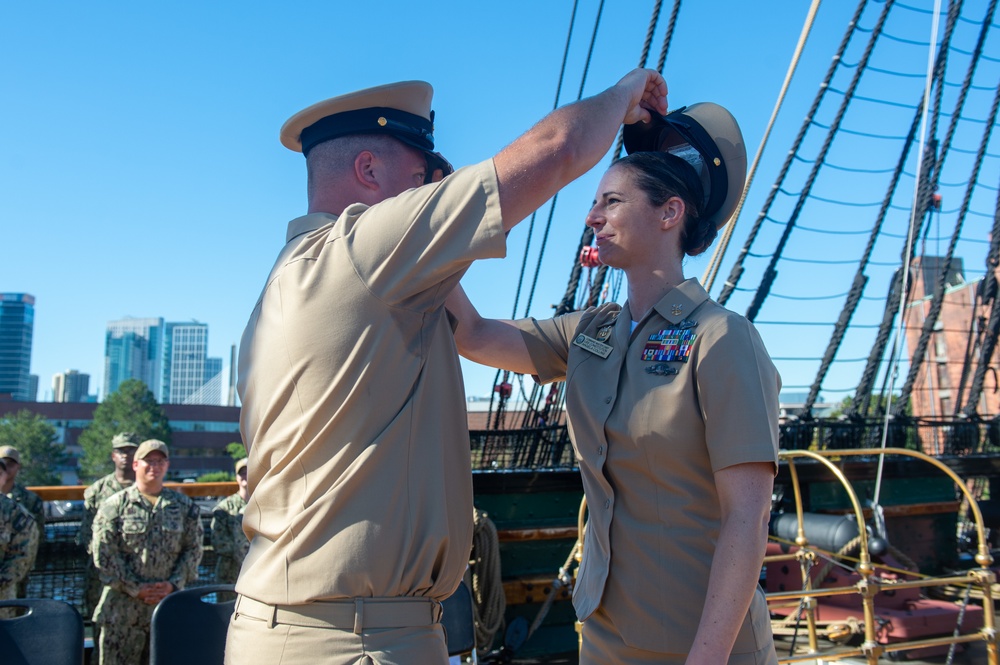 Brother and sister promote to master chief aboard USS Constitution