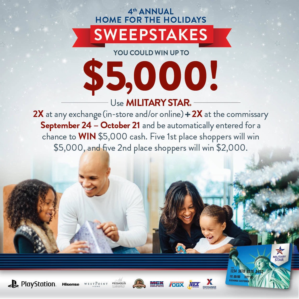 Military Shoppers Can Win Their Share of $35,000 in MILITARY STAR Home for the Holidays Sweepstakes