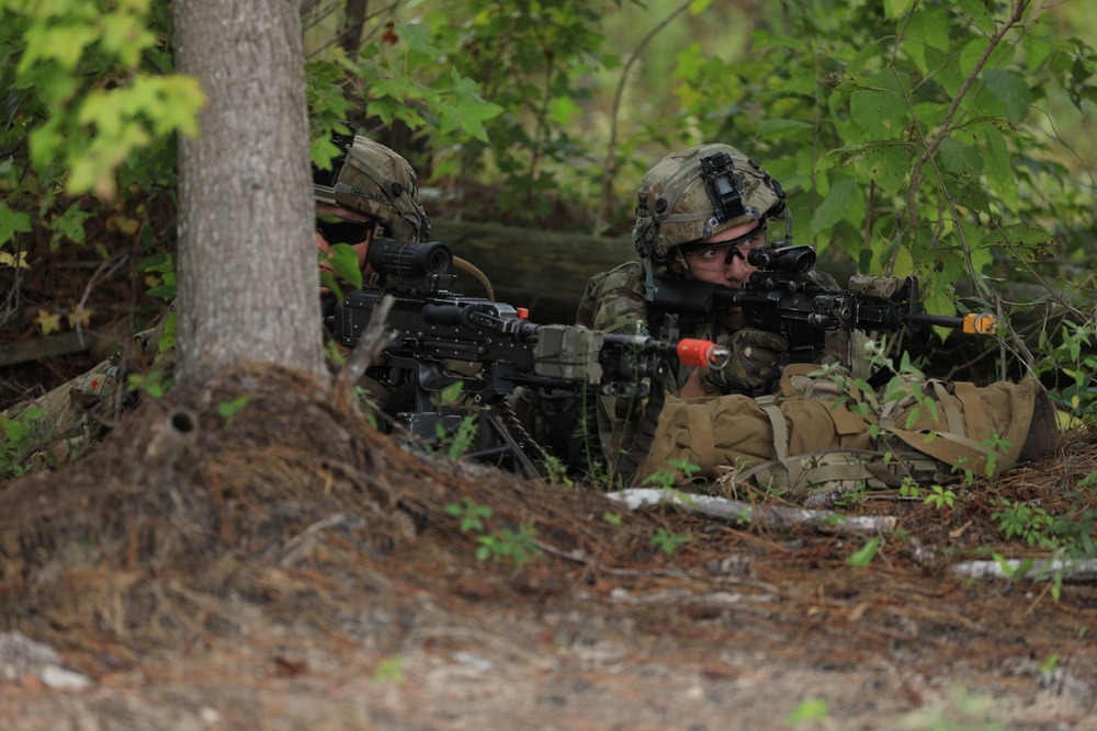 2-506 Infantry Regiment, 3rd Brigade Combat Team, 101st Airborne Division (Air Assault) Soldiers secure a small town from enemy combatants at Joint Readiness Training Center, Fort Polk, LA.