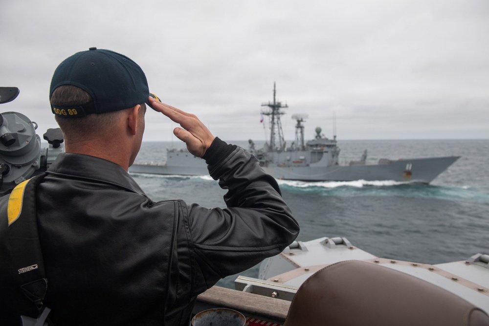 USS Mustin XO Salutes the Chilean Navy During Exercise Teamwork South