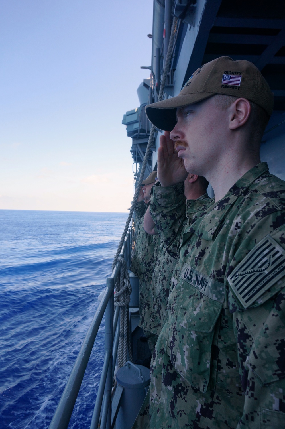 USS Lake Champlain (CG 57) Receives Passing Honors from JMSDF