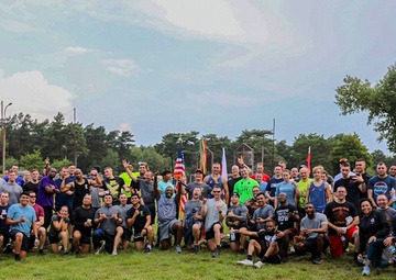 Deployed Soldiers run together in remembrance of 9/11 in Zagan, Poland