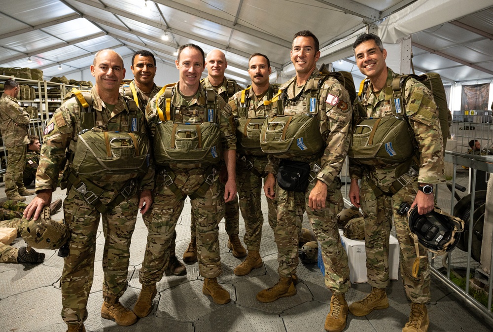 U.S. Airmen jump alongside NATO partners during Falcon Leap 21