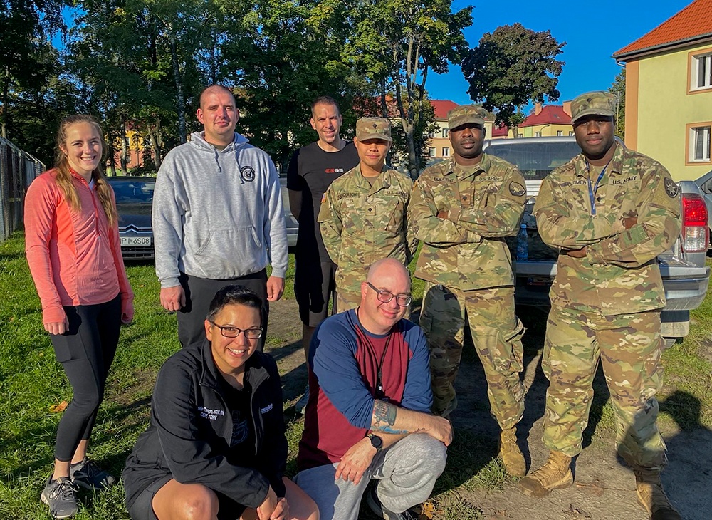 Deployed Soldiers run together in remembrance of 9/11 in Bemowo Piskie, Poland