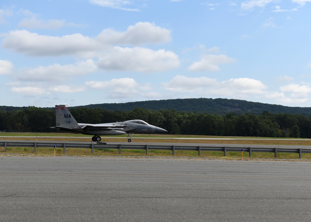 Col. Jim 'Comet' Halley flies Fini flight at the 104th Fighter Wing