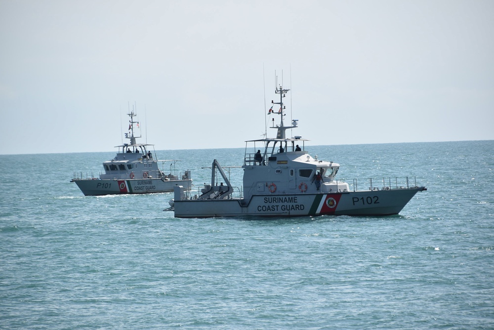 USNS Burlington Participates in a Passex with the Suriname Coast Guard