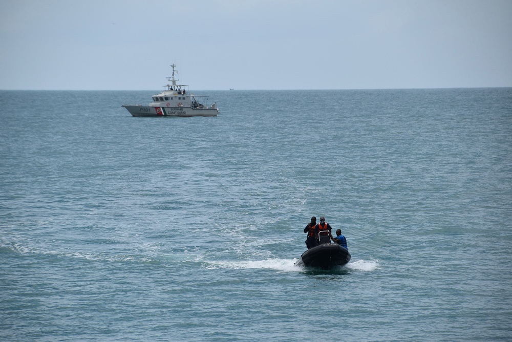 Suriname Coast Guard Patrol Craft's RHIB Transits to Burlington for a Personnel Transfer