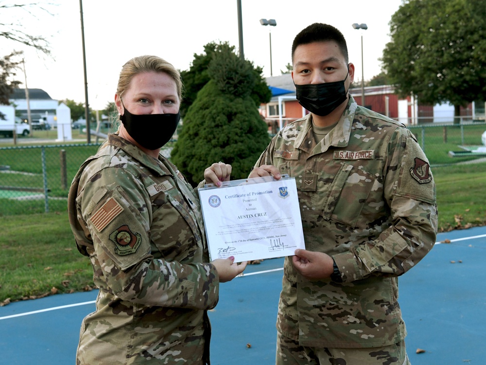 Guam Air National Guardsman pins first chevron during OWA activation