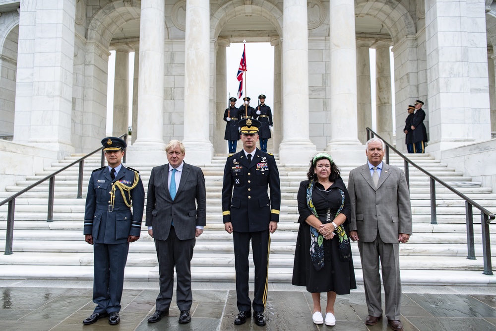 Prime Minister Boris Johnson of the United Kingdom Participates in an Armed Forces Full Honors Wreath-Laying Ceremony at the Tomb of the Unknown Soldier